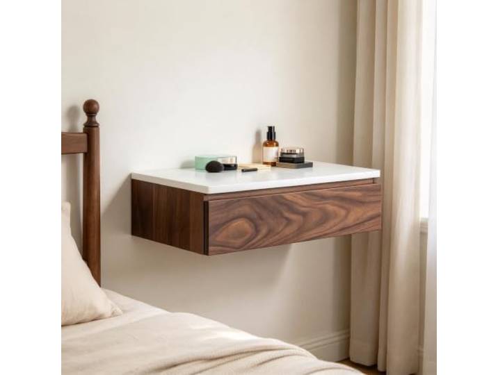 PGZMDTWI Schwebender Schminktisch, Wandtisch aus Holz Vormontiert und Platzsparend für Ankleide, Arbeitszimmer und Zuhause