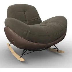 Schaukelsessel Elea Braun Lederlook/Chenille