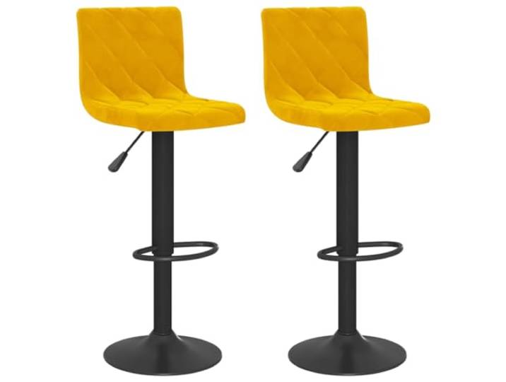 Barhocker, Samt, Senfgelb, 2-teilig, drehbar, verstellbar Sitzfläche aus weichem Samt, Gestell aus robustem verchromtem Stahl, höhenverstellbar, Gasfeder, 360° drehbar