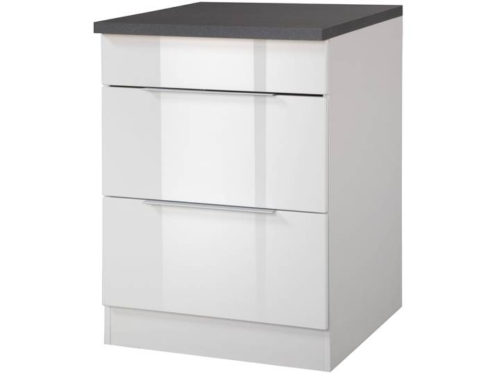 Kochfeldumbauschrank KOCHSTATION KS-Brindisi , weiss (weiß hochglanz, weiß), B:60cm H:85cm T:60cm, Holzwerkstoff, MDF, Schränke, Kochfeldumbauschrank, 60 cm breit, für autarkes Kochfeld
