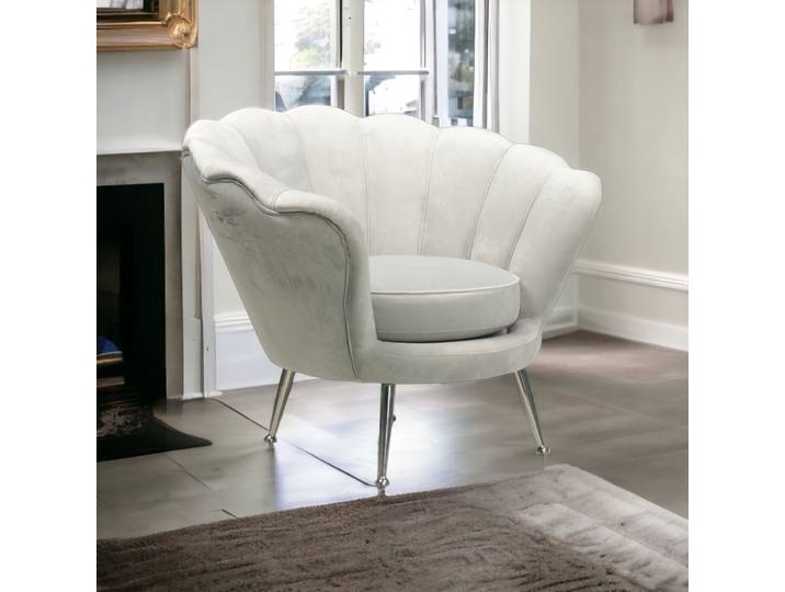 Fauteuil Lounge Tulipe en Velours - Gris