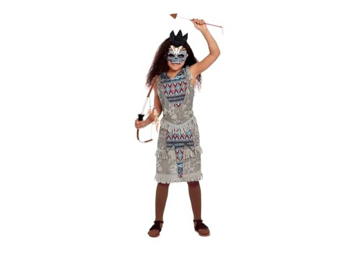 Dark Spirit Warrior Costume, Grey, Dress & Mask (S)