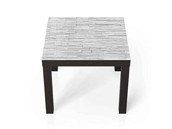 DEQORI Glastisch schwarz klein 55x55 cm Motiv Ungleichmäßige Steinwand ausgefallener Beistelltisch aus Glas Hochglanz Couchtisch fürs Wohnzimmer moderner Couch Tisch mit Design