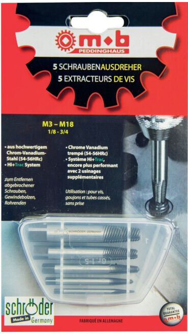 Peddinghaus Extracteurs de vis 5 pcs Taille 1-5 Hi-Trac Schröder ; mob Peddinghaus (46151-200)
