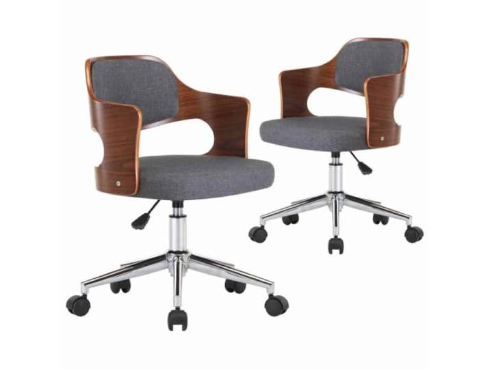 KDVXBCQJH Esszimmerstühle 2er Set Drehbar Höhenverstellbar Stoff Grau Moderne Polstersessel mit Rollen und Bugholzgestell für Homeoffice, Büro und Esszimmer. Sitzhöhe flexibel anpassbar.