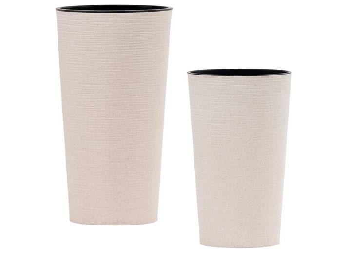 Siena Garden Übertopf-Set, Weiß, Kunststoff, 2-teilig, rund,rund, Plastikeinsatz, Dekoration, Blumen & Blumentöpfe, Übertöpfe