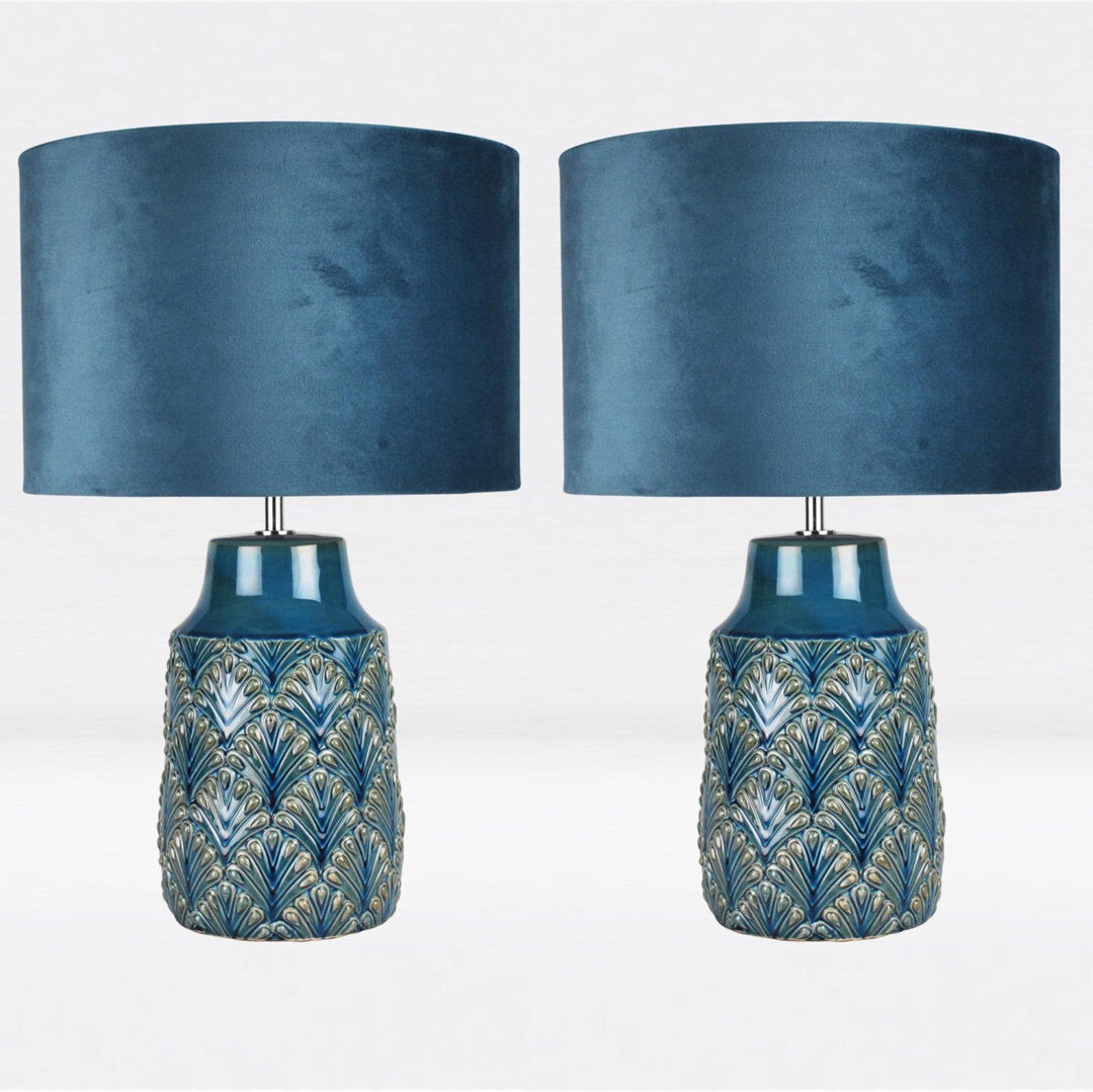 Langley Street Elizabeth Table Lamp Teal/Silver/Tan 46cm H X 30cm W X 30cm D