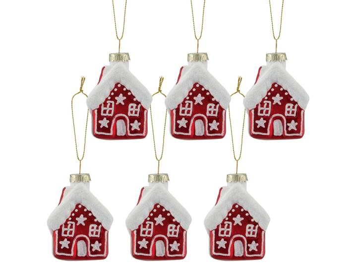 Christbaumschmuck Glashänger Lebkuchenhaus , bunt, B:5cm H:7cm, Glas, LEGER HOME BY LENA GERCKE, Weihnachtsbaumschmuck, Christbaumschmuck, mit Glitzereffekt