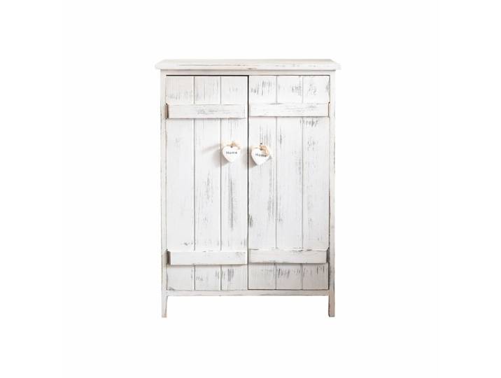 Commode avec boutons en forme de coeur à 2 portes en bois blanc