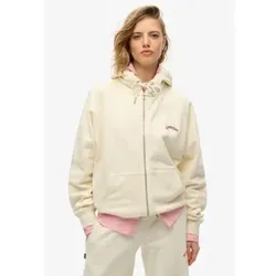 Superdry für Damen. W2012287A Beigefarbenes Esssential Logo-Kapuzensweatshirt mit Raglanärmeln, Reißverschluss und beigem Logo (S), Lässig,