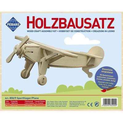 PEBARO 850/9 - Holzbausatz Sportflieger, Flugzeug, 28 Teile, Holzkonstruktion zum Zusammenstecken