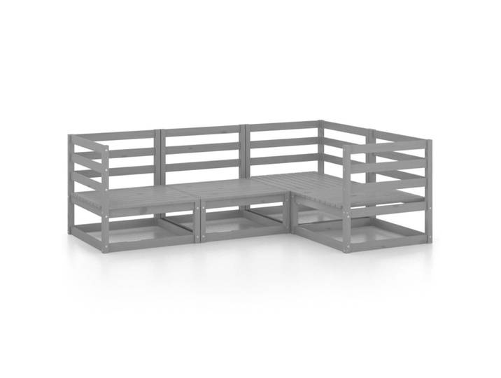 vidaXL Ensemble de salon de jardin 4 pièces Gris Pin massif