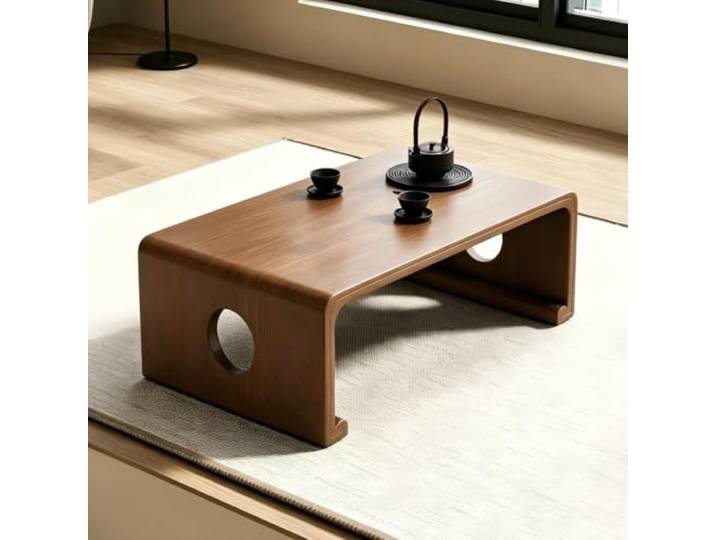 CFMAIF Chinesischer Tee Bodentisch aus Massivholz, Tatami Tisch, Couchtisch Altartisch Meditation, vielseitiger Tatami Schreibtischfür Wohnzimmer Schlafzimmer Balkon(Walnut,120cm/47.2in)