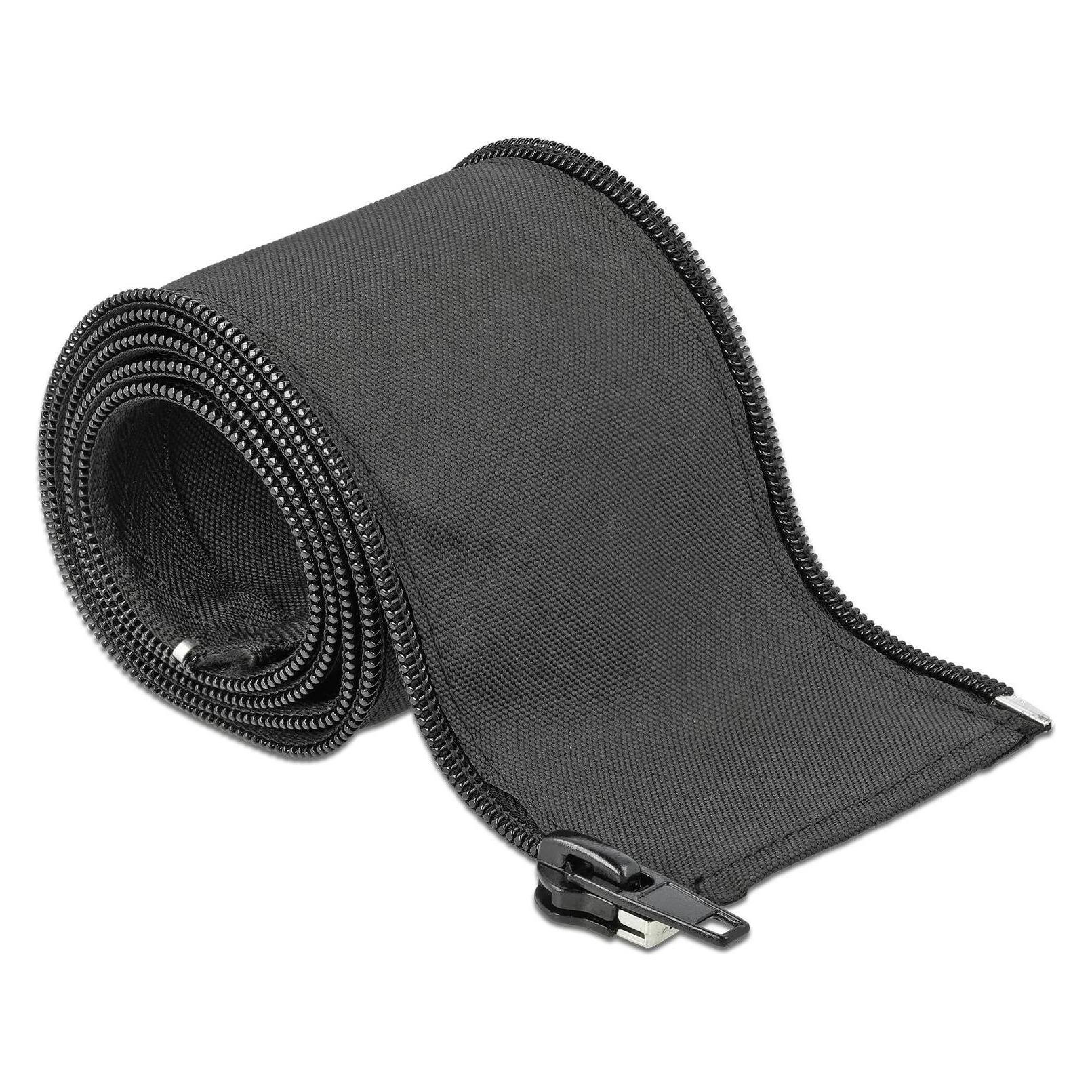 Delock Kabelschlauch 1 m x 25 mm, mit Reissverschluss Schwarz (Kabelschlauch, 100 cm) (19217)