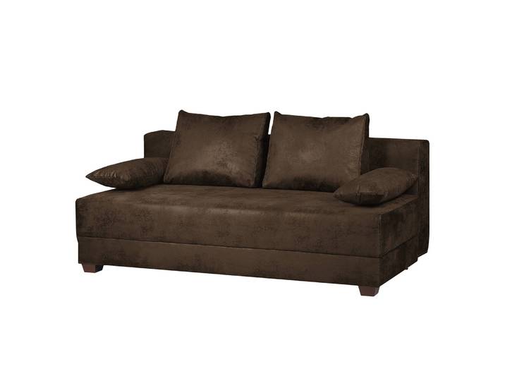 Boxspring-Schlafsofa Braun/Dunkelbraun Microfaser 202 x 85 x 110cm Natur