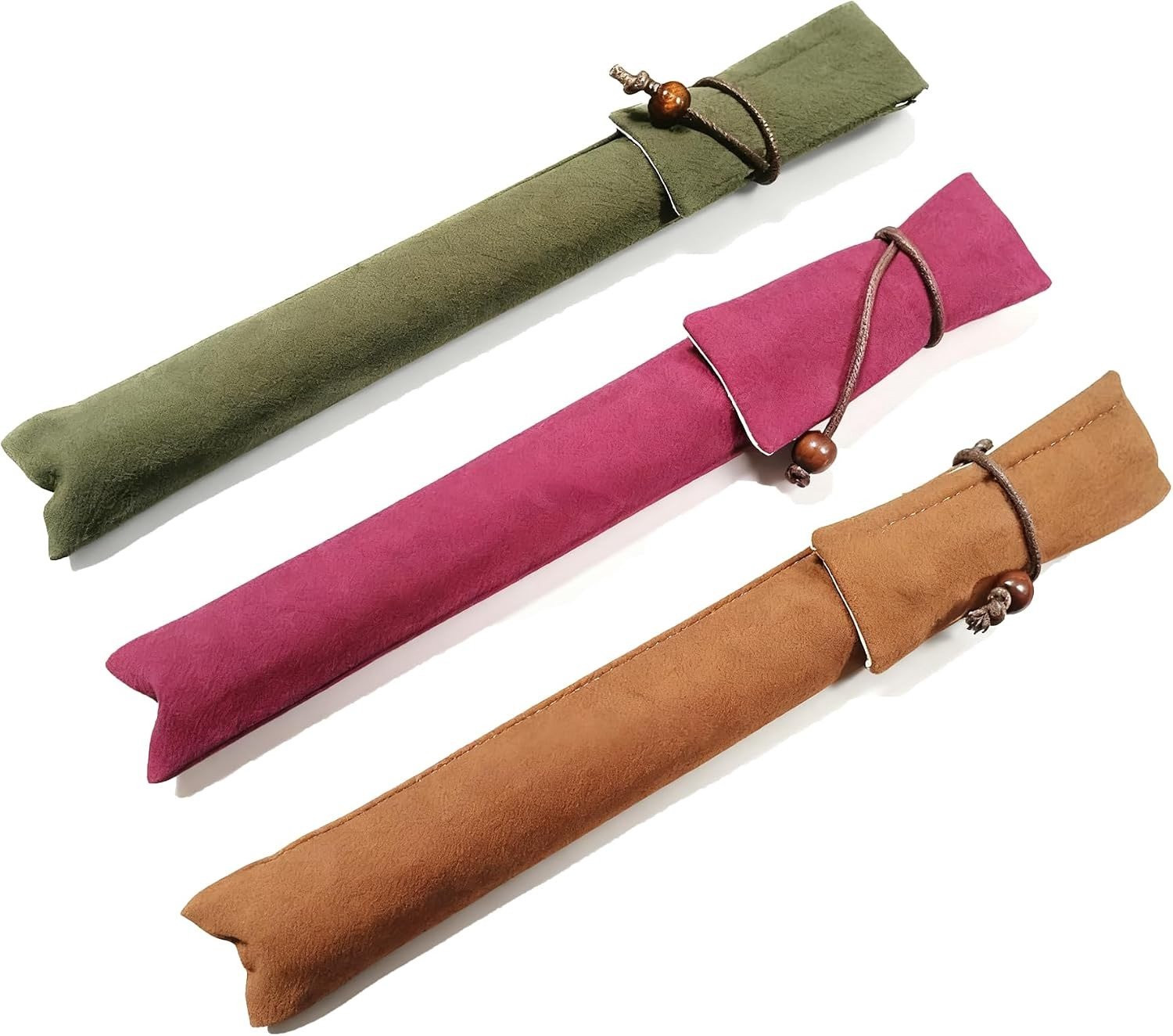 Set van 3 Chinese stijl katoen-linnen wierookstokjeshouders met draagbare opbergzak voor accessoires