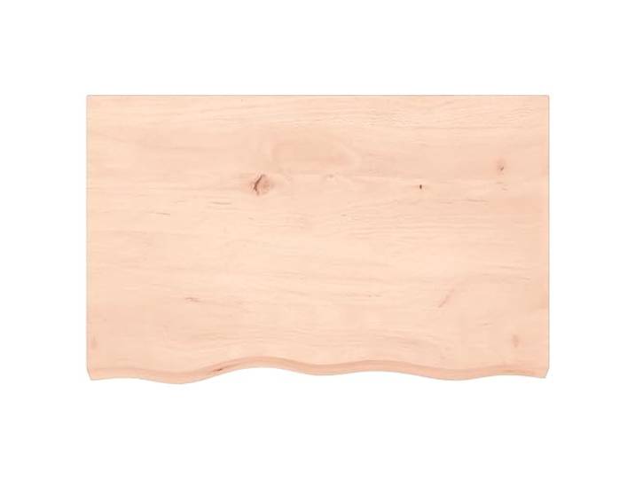 KTHLBRH Tischplatte Eiche massiv 80 x 50 x (2-4) cm unbehandelt Natürliche lebende Kante, DIY, raue Oberfläche, geeignet für Ersatztische