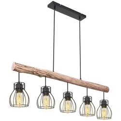 Retro Decken Hänge Lampe Holz Balken Wohn Zimmer Beleuchtung Gitter Pendel Leuchte Globo 15326-5N
