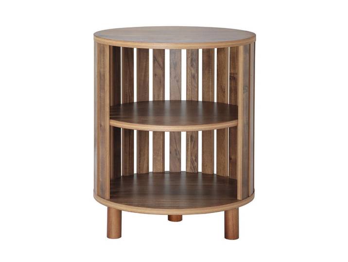 Calicosy Runder Beistelltisch mit offenen Lamellen H50 cm - Liam, Apfelbaumfarben, Holzwerkstoff, 40x50x40 cm, Schlafzimmer, Nachttische