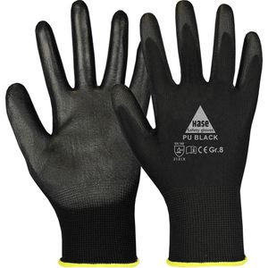 Hase Arbeitshandschuhe Montagehandschuhe, 509560, PU-Beschichtung, schwarz, Größe 6 / XS, 10 Paar