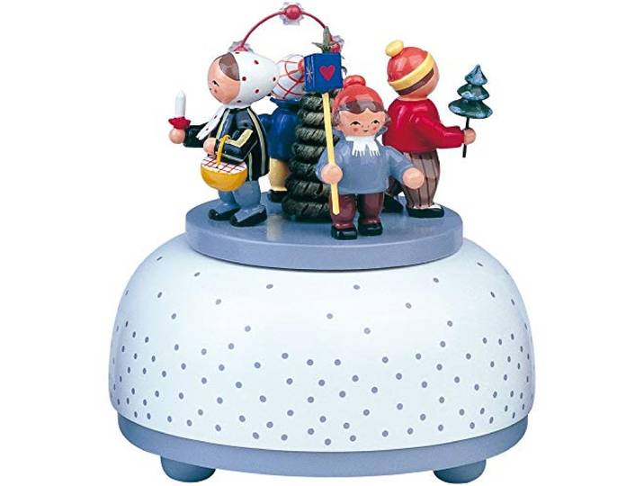 KWO Olbernhau 13007 Spieldose klein Winterkinder, 12 cm