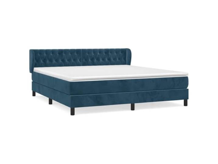 PUGYNBK Boxspringbett, Samt, Dunkelblau, 160 x 200 cm Verstellbares Kopfteil, Taschenfederkernmatratze, mittlere Härte, inklusive manueller Montage