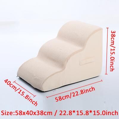 Happy Pet Pantry Cat Dog Stairs Ramp Removable Dog Ramp Suitable For Elderly Dogs And Pets With Joint Pain beige