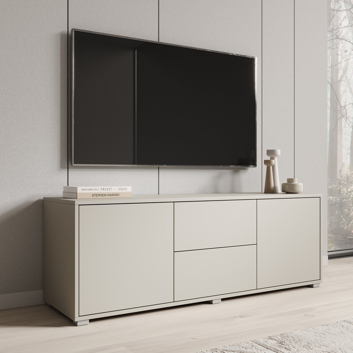 Meubella TV-meubel Gideon - Beige - Breedte: 141 cm