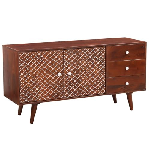 Mathis TV-meubel van massief hout in bruin, modern design, breedte: 145 cm