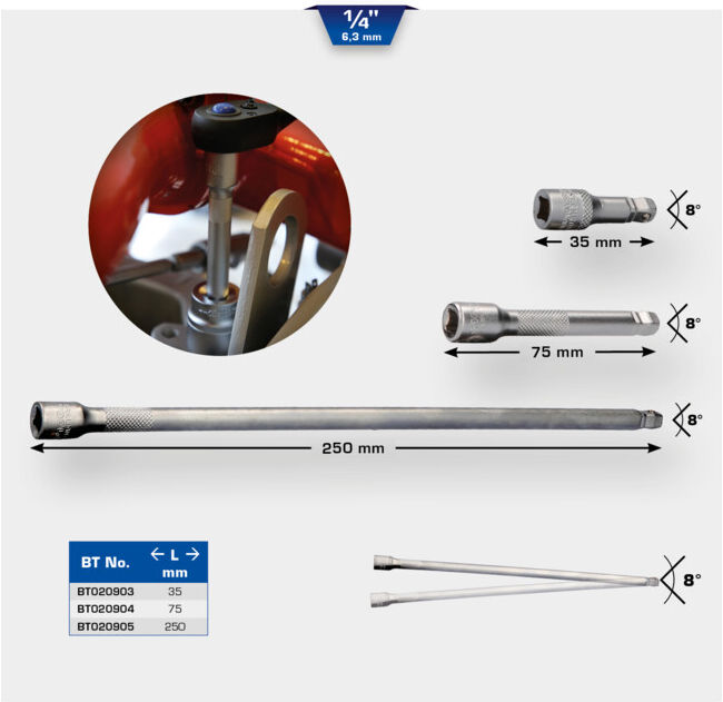 Brilliant Tools Rallonge pivotante 1/4 pouce, 75 mm (BT020904)