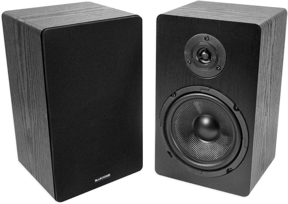 Zwarte Boekenplank Luidsprekers met 6.5 inch Kevlar Woofer