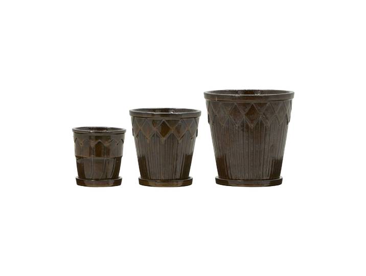 Cache-pot Lot de 3 Terre cuite Marron HDCora