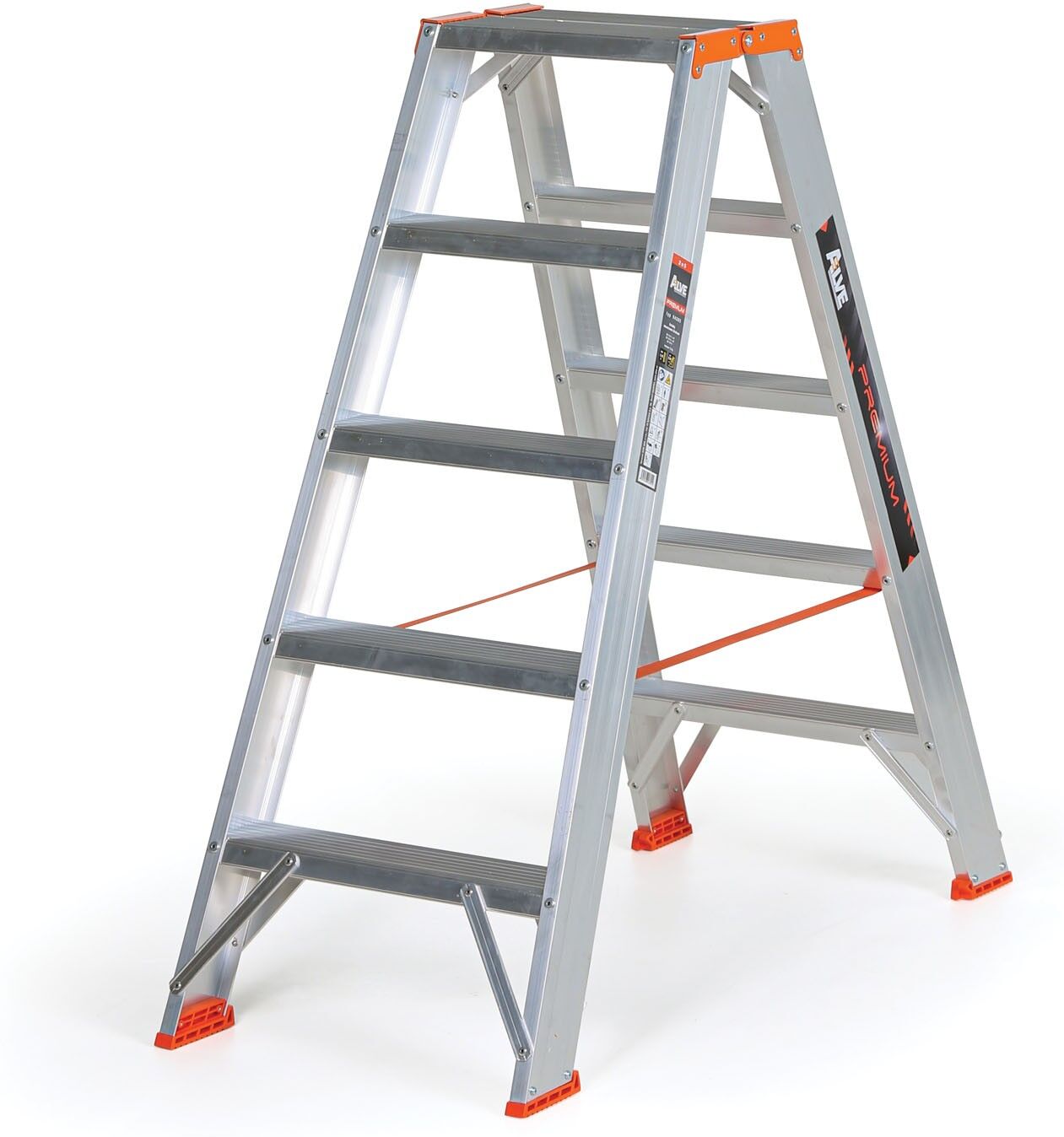 B2B Partner Schodki aluminiowe dwustronne ALVE PREMIUM, 2x5 stopni, wysokość 1,07 m