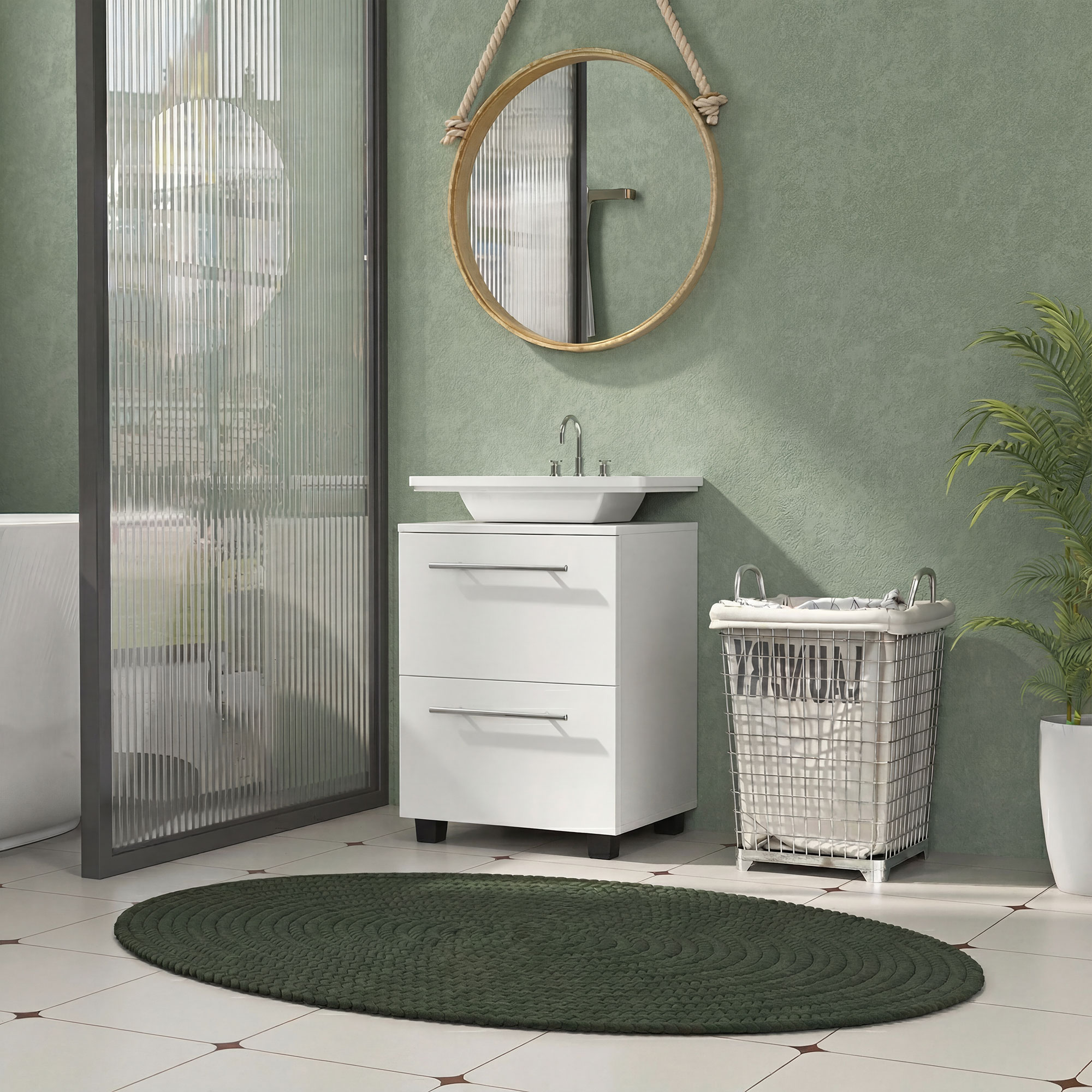 Homcom Mobile Sottolavabo Mobiletto Bagno Moderno 41.5x35.5x59 cm Bianco   Aosom Italy