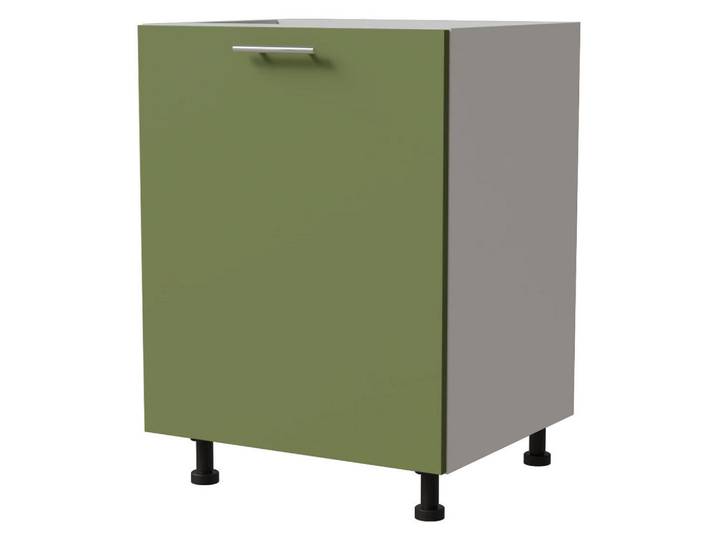 Feldmann-Wohnen Unterschrank Brerra D1D/60 60 / 50 / 82 cm, Grün, Weiß, 60x82x50 cm, Küchen, Küchenmöbel, Küchenschränke, Küchenunterschränke