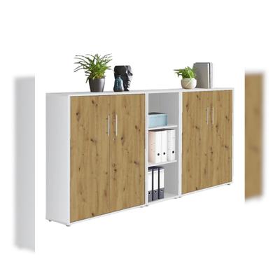 moebel-dich-auf Aktenschrank TABOR 8 in weiß / Artisan Eiche, Schrankwand, Büroschrank, abschließbar, Metallgriffe