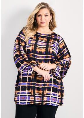 Plus Size Women's Bella Satin Tunic by Avenue in Abstract Burnout (Size 14)