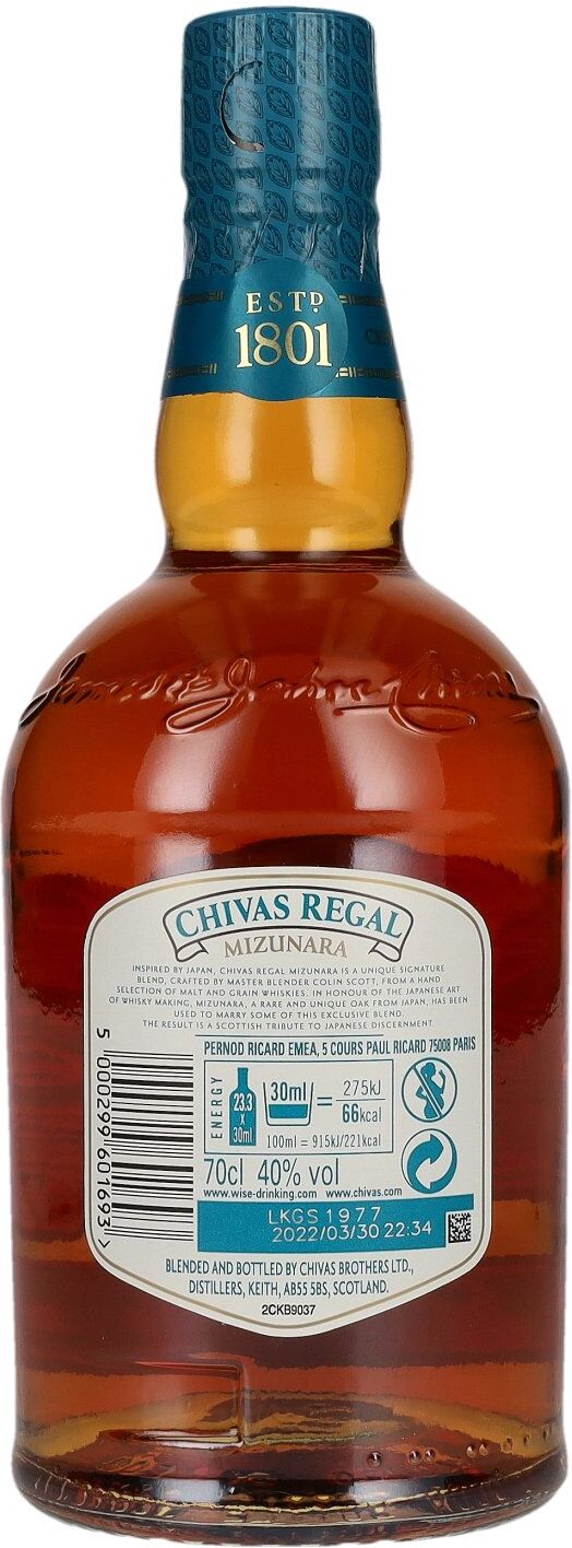 Chivas Brothers Chivas Regal MIZUNARA Blended Scotch Whisky 40% Vol. 0,7l