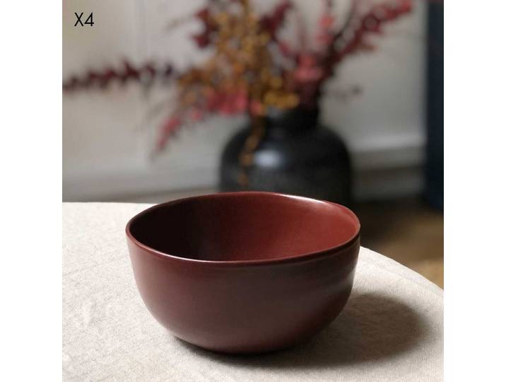 Set de 4 bols en céramique rouge terracotta Fjord
