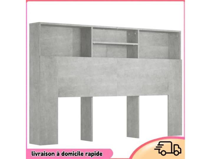 Cocosity Armoire de tête de lit Gris béton 160x19x103 5 cm - 7894202877668