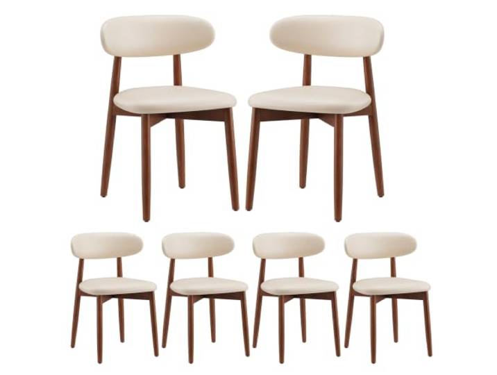 COLAMY Stühle Esszimmer 6er Set, Esszimmerstuhle Küchenstühle Hochdichter Schaumstoff, Atmungsaktives PU-Leder, Gepolsterte Sitzfläche, Sitzstuhl für Küche Wohnzimmer Haushalt & Café, Weiß