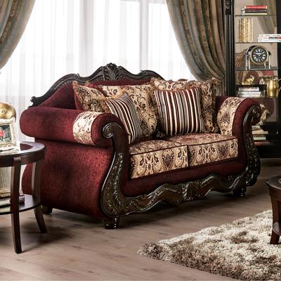 Furniture of America Estra Traditional Red Solid Wood Padded Loveseat