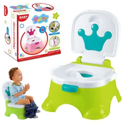 Interaktives Töpfchen, grün mit blauer Krone, Musik-Toilette für Kleinkinder, 5 in 1