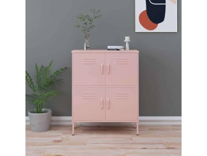 GPWERSDF Lagerschrank Rosa 80x35x101,5 cm Stahl mit 2 Einlegeböden Stahlkonstruktion, 2 Einlegeböden, Stellfüße, feucht abwischbar, für Bücher und Multimedia