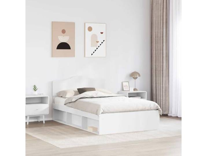 KTHLBRH Doppelbett 120 x 190 cm weiß Kiefer massiv Engineered Holz, Kopfteil inklusive, modernes Design, robuste Struktur