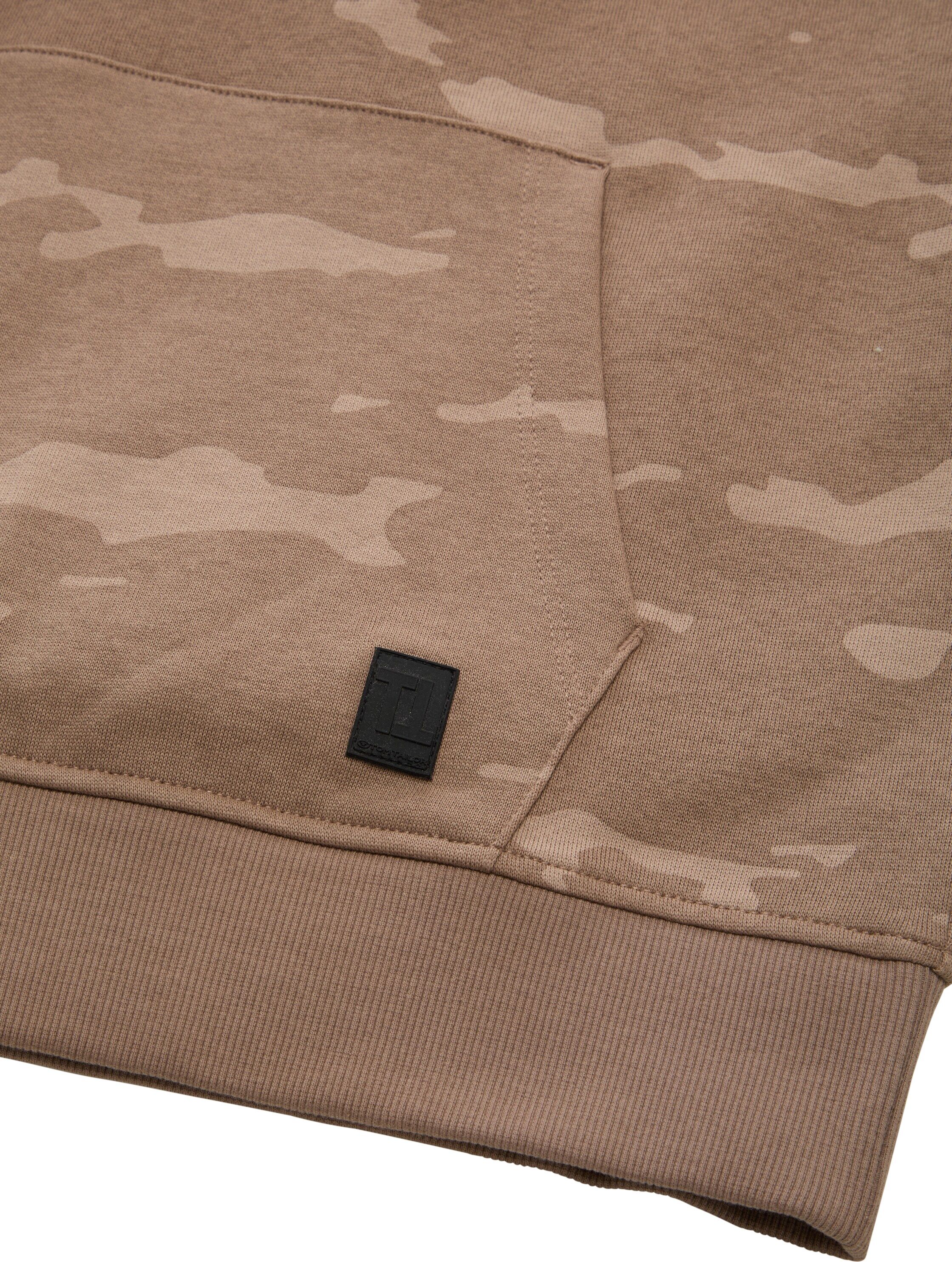 Sweatshirt TOM TAILOR, Jungen, Gr. 152, braun (spotted taupe design), Sweatware, Obermaterial: 100% Baumwolle, bedruckt, oversize normal, ohne Ausschnitt, Rippbündchen, Sweatshirts Sweatshirt, mit All-Over Print spotted taupe design 152
