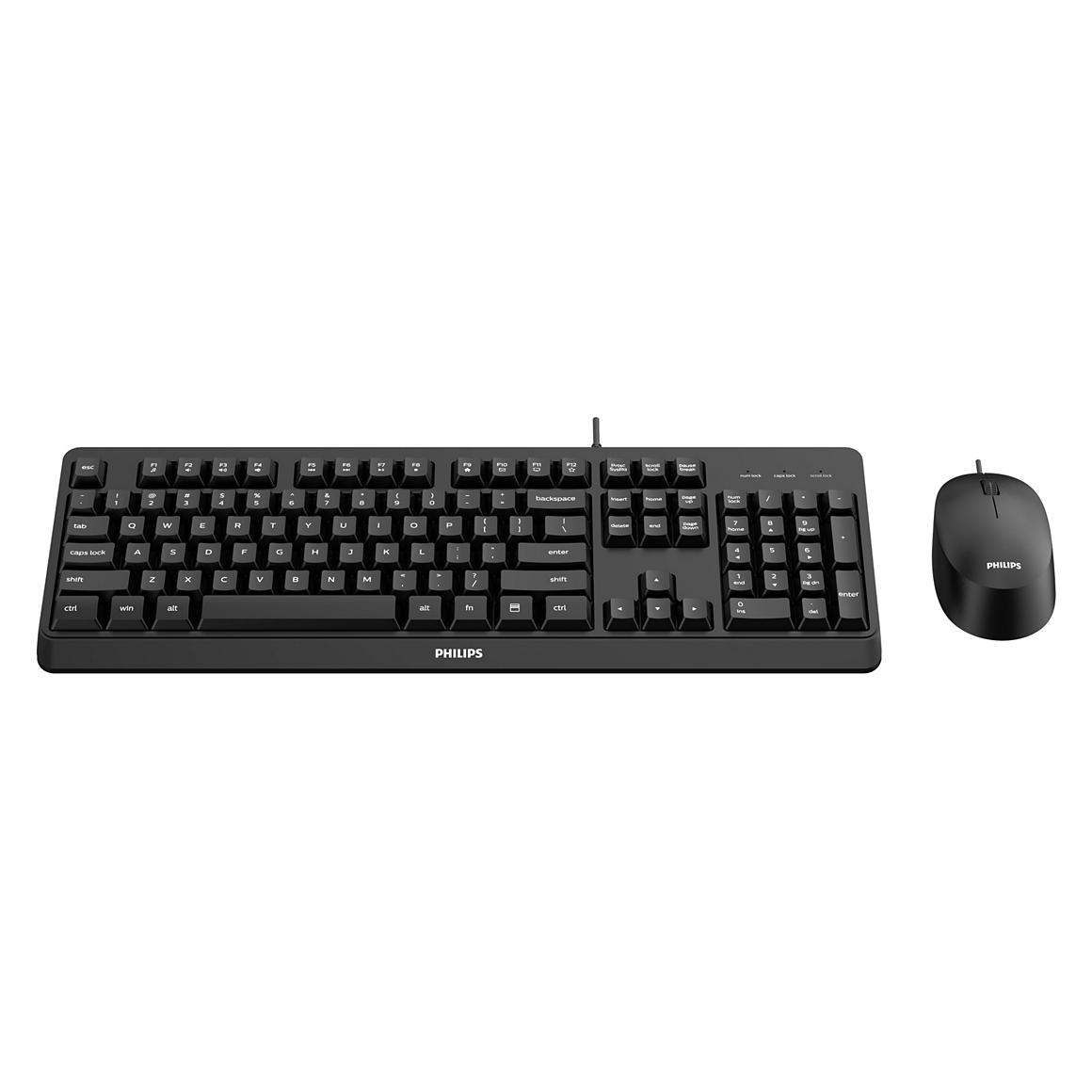 Philips 2000 series SPT6207BL/00 keyboard Mouse included USB QWERTY English Black (US, Kabelgebunden) (SPT6207BL)