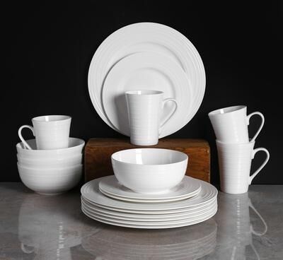Stone Lain Piper Bone China Round Swirl Design Dinnerware Set