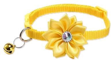 Uplift Picks Adjustable Floral Bow Pet Collar With Bell For Cats And Small Dogs yellow