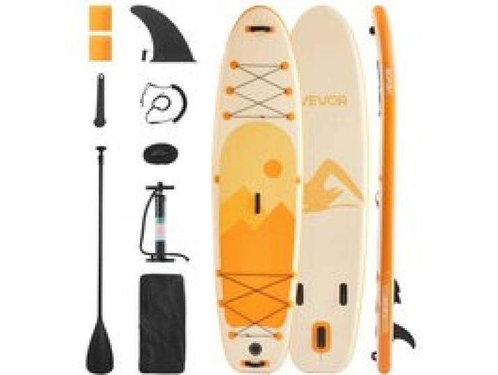 VEVOR aufblasbares Stand Up Paddle Board (353,6 x 89 x 15,2 cm) Paddleboard, Komplettset inkl. Pumpe Paddel Finne Rucksack, Knöchelleine Gurt, rutschfestes Deck für Jugendliche und Erwachsene